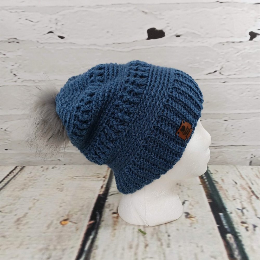 Duncan Street Designs Adelaide Hand Crocheted Slouchy Hat with Pom Pom - Picture 2 of 7